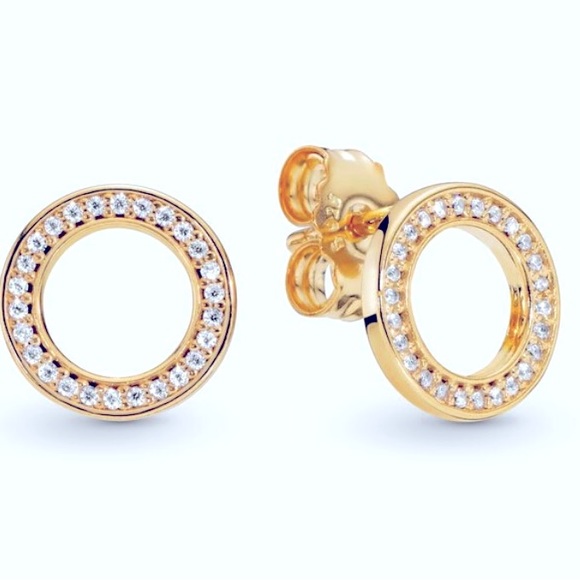 Pandora Jewelry - Pandora gold tone sparkling circle stud earrings